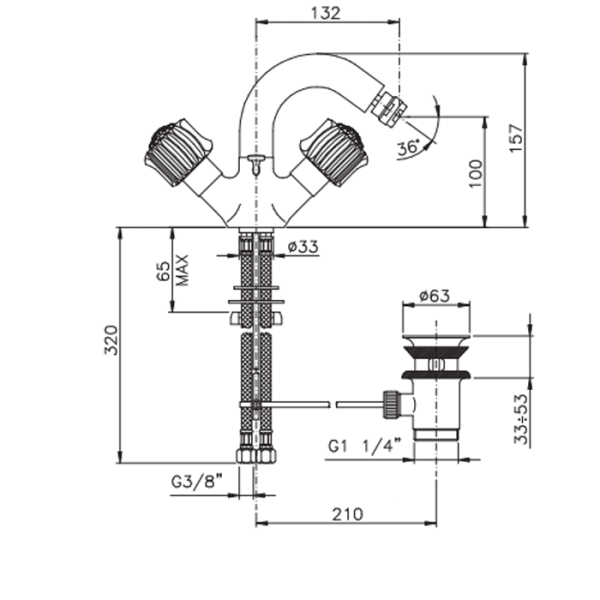 Смеситель для биде Nicolazzi Onice 2134CR09O