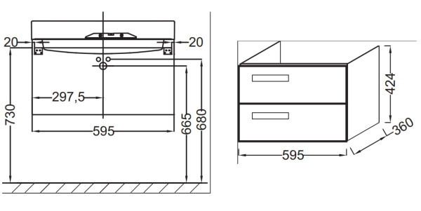Тумба под раковину Jacob Delafon Rythmik 59.5 EB1300-G1C Белый Блестящий Лак