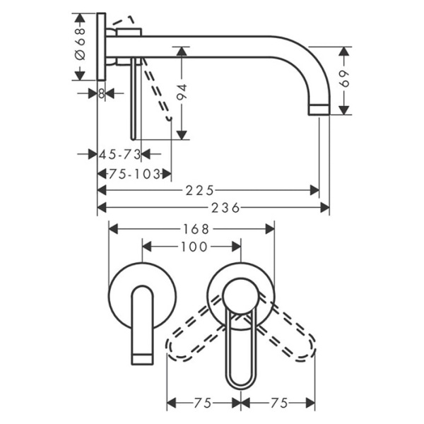Смеситель для раковины Axor Uno 38122000