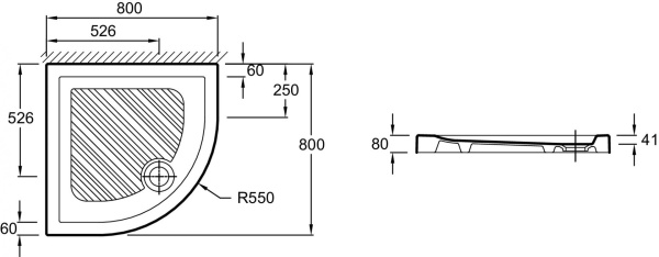 Душевой поддон 80x80 Jacob Delafon Kyreo EN106-00 слив 90 мм белый