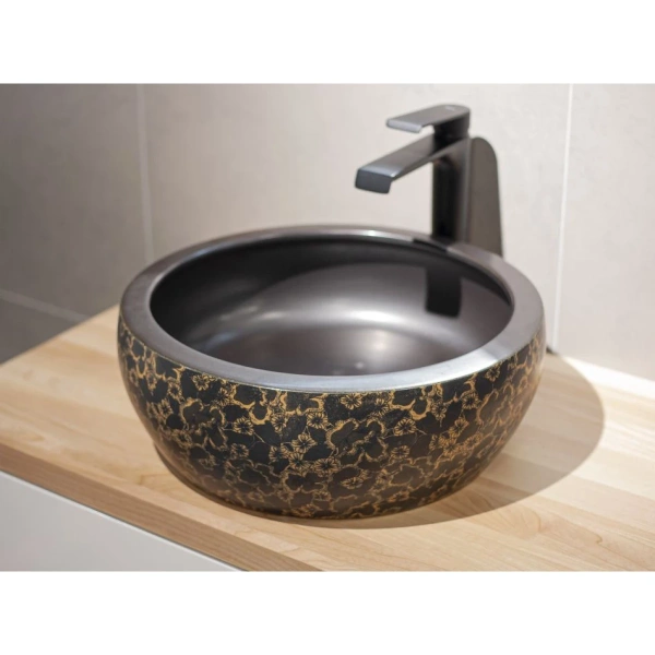 Раковина-чаша CeramaLux J2030 41x41 см, накладная, черный/коричневый