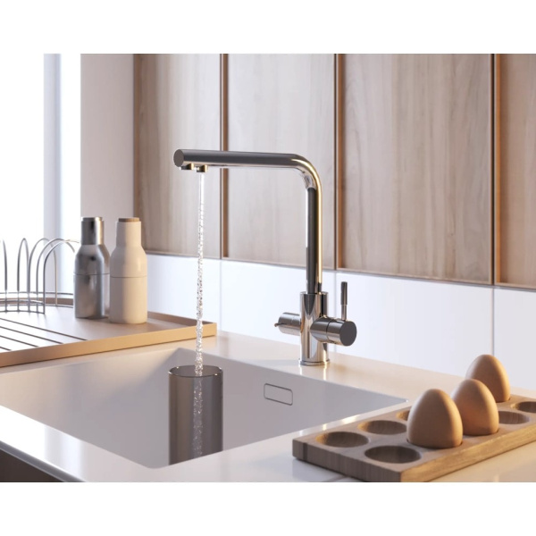 Смеситель для кухни Paini Norda NRPW6433VEB90 с подводом для фильтра сталь