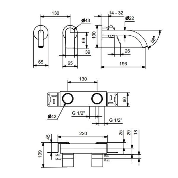 Смеситель для раковины Fantini Myo 61 02 V611B