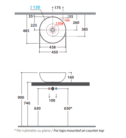 Раковина Globo T-Edge 45 B6T45BI