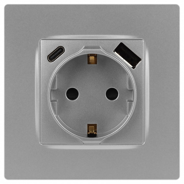 Розетка с заземлением и со шторкой и 2хUSB, без рамки Эра Эра 12 12-4108-03