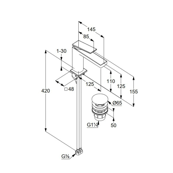 Смеситель для раковины Kludi Decus 542885375 белый матовый