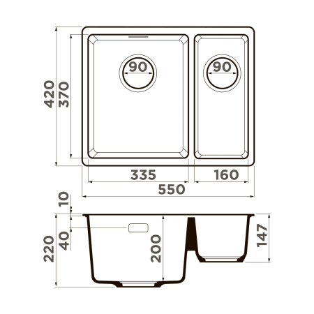 Кухонная мойка Omoikiri Kata 55-2-U 4997500 экспрессо