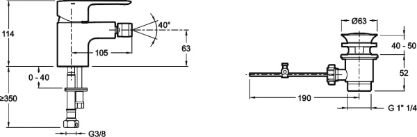 Смеситель для биде Jacob Delafon July E16028-4-CP