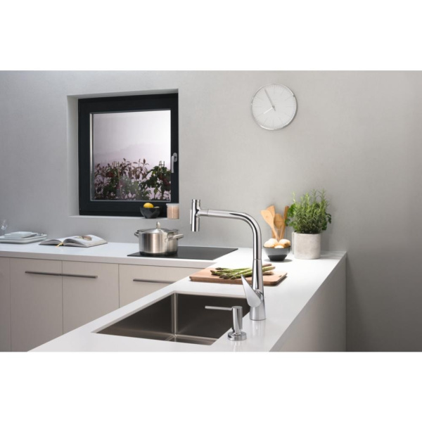 Смеситель для кухни hansgrohe Talis Select M51 73867800 с вытяжным душем сталь