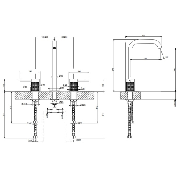 Смеситель для раковины Gessi 316 54211#707 черный матовый