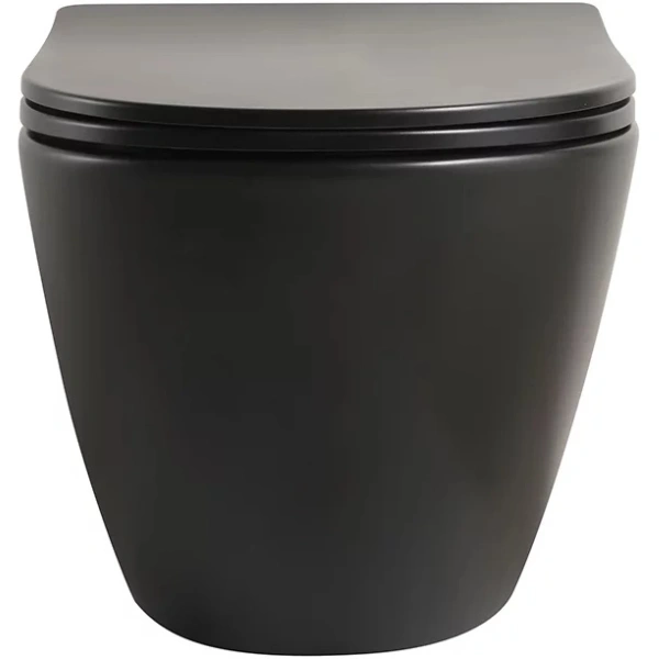 Унитаз подвесной Veconi Ento VEN-52TB безободковый, торнадо, с сиденьем микролифт, черный матовый