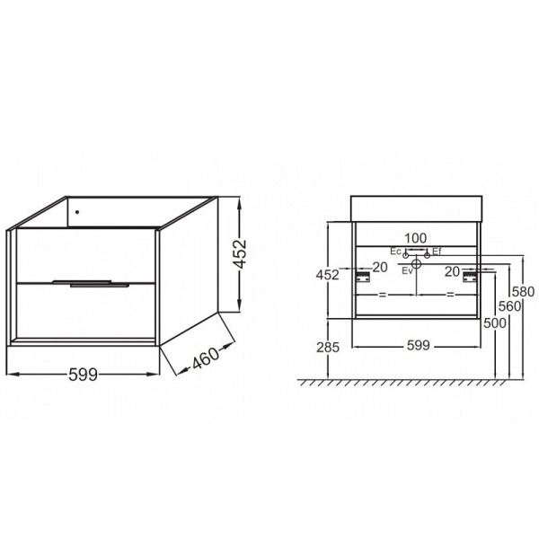 Тумба под раковину Jacob Delafon Vivienne 60 EB1666-E75-J5 дуб давос натуральный/блестящий белый