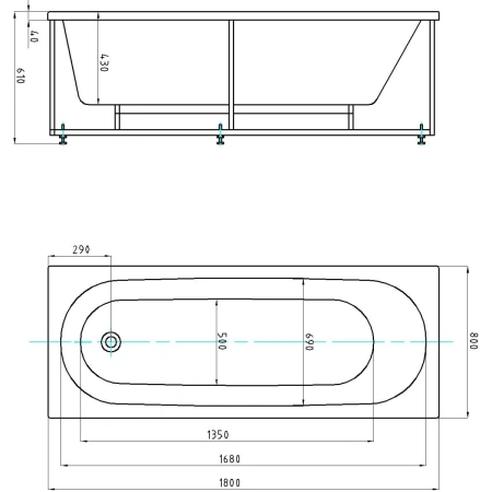 Акриловая ванна Aquatek Оберон OBR180-0000141 180x80 см, белый