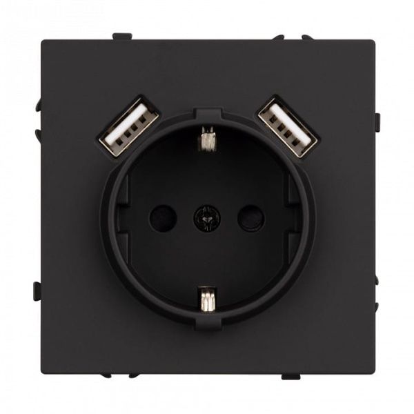 Розетка с заземлением и со шторкой и 2хUSB type A, без рамки Arlight NOBE 054289(1)