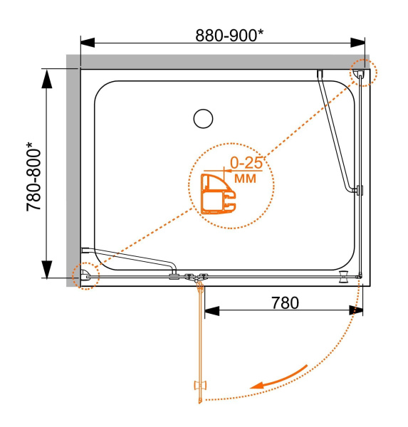 Душевой уголок Cezares VERONA-AH-1-100/80-C-Cr (VERONA-W-AH-1-100/80-C-Cr)