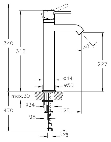 Смеситель для раковины Vitra Minimax S A41990EXP