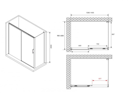 Душевой уголок Abber Komfort 140x100 AG93140-S102