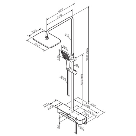 Душевая стойка AM.PM Func F078F722 черный матовый