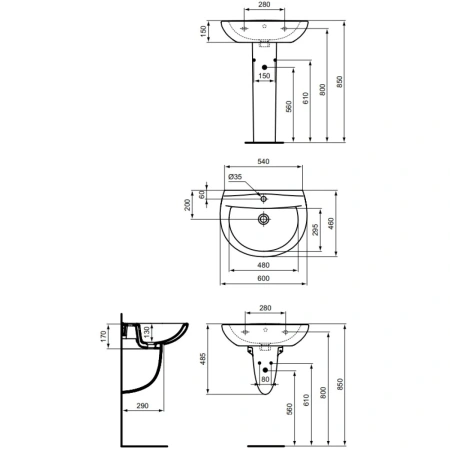 Раковина 60x46 см Vidima Sirius W413961