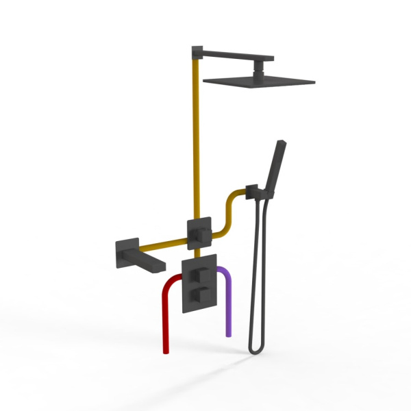 Душевой комплект Paini Grazia 21PZSET36911THSHBATH черный матовый