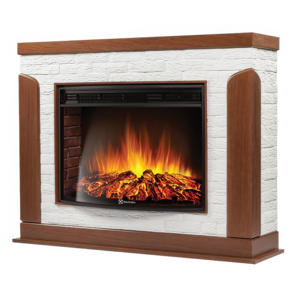 Каминокомплект: Очаг Electrolux EFP/P-3020LS портал Prestigio 30 камень белый шпон дуб