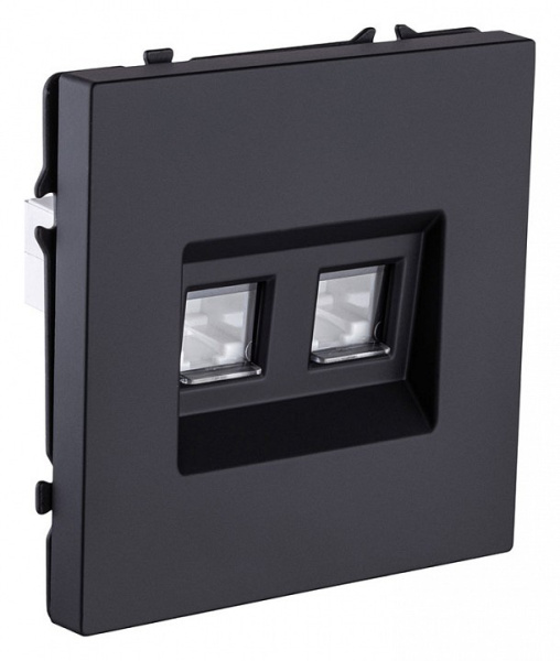 Розетка двойная Ethernet RJ-45 и со шторками, без рамки Kollinger Eclipse EC-018BK