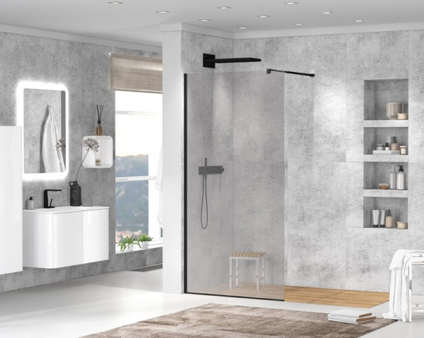 Душевая перегородка Cezares Liberta 80 LIBERTA-L-1-TB-70-C-NERO черная матовая