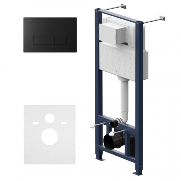 Инсталляция для унитаза AM.PM Pro I012704.7038 с пневматич клавишей Pro S пластик чёрн матовый