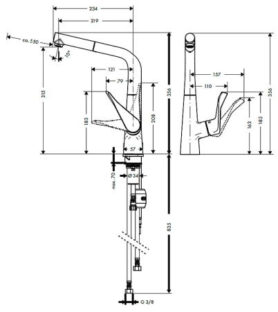Смеситель для кухни hansgrohe Metris 14821000