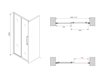 Душевая дверь Abber Schwarzer Diamant AG30170MH