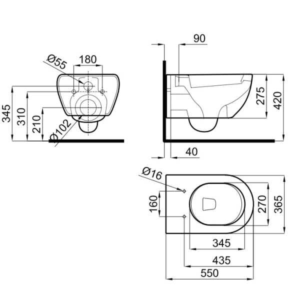 Унитаз подвесной Noken Arquitect N390000025 безободковый, белый