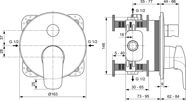 Смеситель для ванны и душа Ideal Standard Ceraflex A6725AA