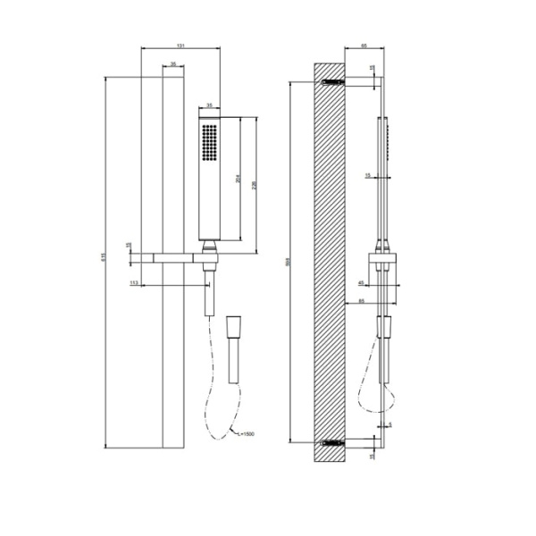Душевая стойка Gessi Rettangolo 20145#299 черный матовый
