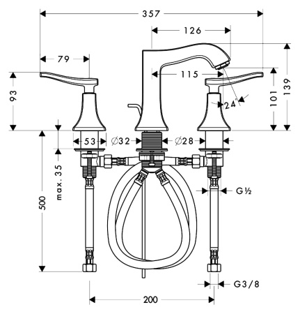 Смеситель для раковины hansgrohe Metris Classic 31073000