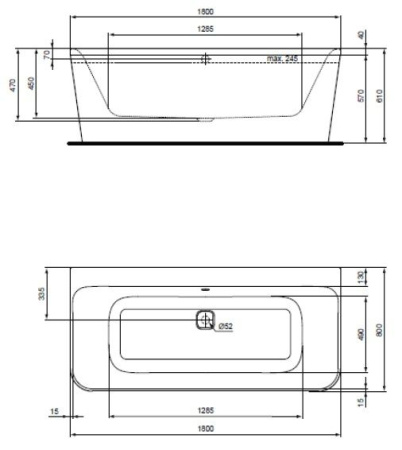 Акриловая ванна Ideal Standard Tonic II 180x80 E399601