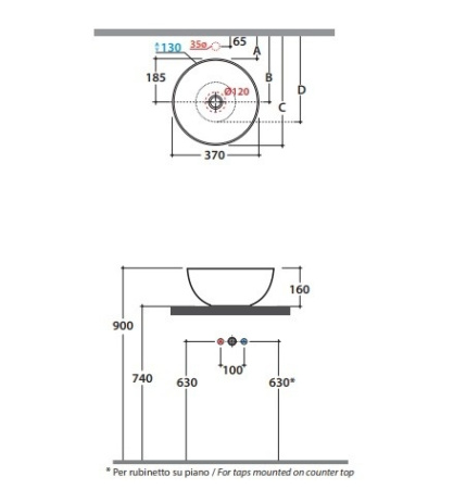 Раковина Globo T-Edge 37 B6T37AR черный