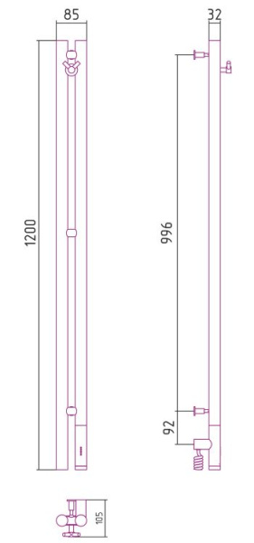 Электрический полотенцесушитель Сунержа Нюанс 3.0 1200 00-5843-1253