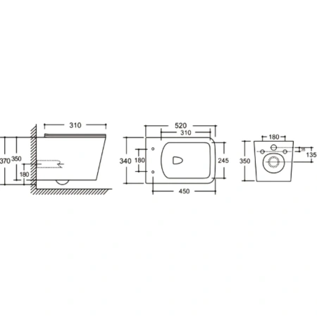 Унитаз подвесной Oliveeka YJ2303 безободковый, с сиденьем микролифт, белый