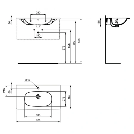 Раковина 82,5x45 см Ideal Standard Tesi T3509V1