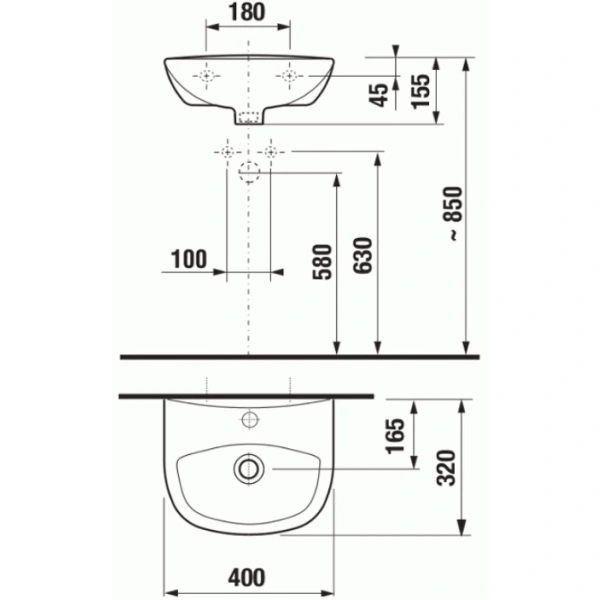 Раковина 40x32 см Jika Zeta 8153930001041
