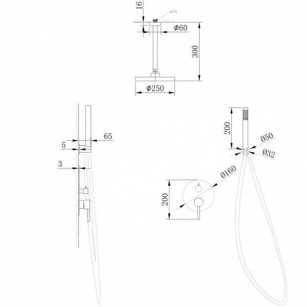 Душевой комплект Abber Emotion AF8821B черный матовый