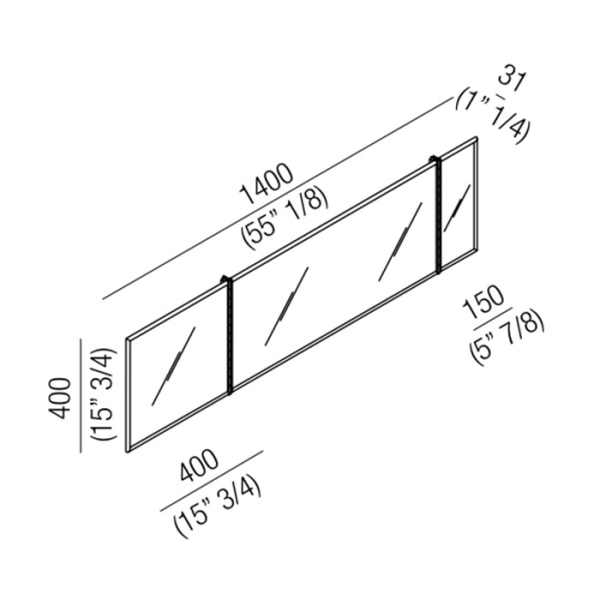 Зеркало Agape Nudo LED 140x40 AGAB0351 сталь