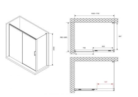 Душевой уголок Abber Komfort 170x100 AG93170-S102