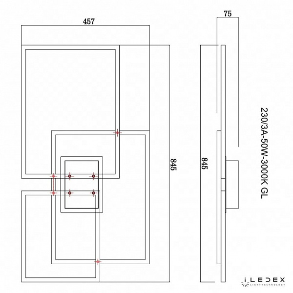 Потолочная люстра iLedex Grace 230/3A-50W-3000K GL