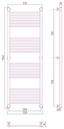 Полотенцесушитель водяной Сунержа Богема+ 150x50 (00-0220-1550)