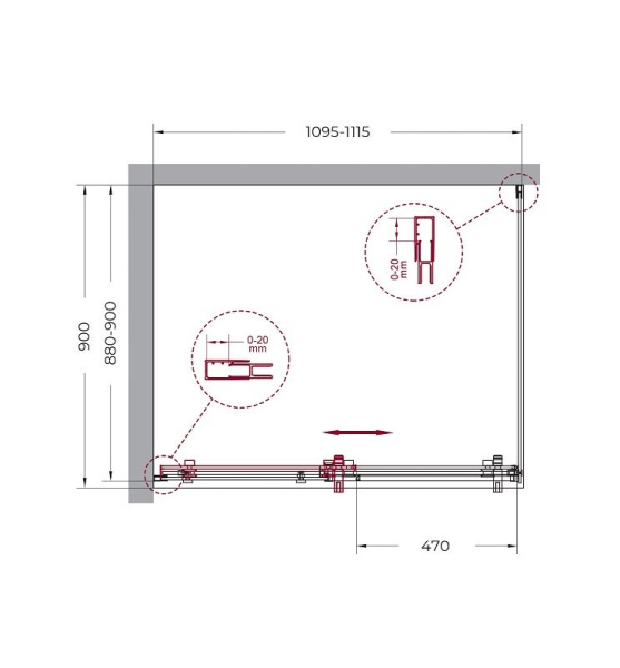 Душевой уголок BelBagno Marino MARINO-AH-1-110/90-C-Cr