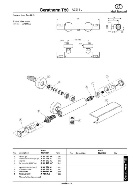Смеситель для душа Ideal Standard Ceratherm T50 A7214AA