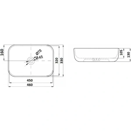 Раковина-чаша CeramaLux D1333H021 46x33 см, накладная, белый/серебряный