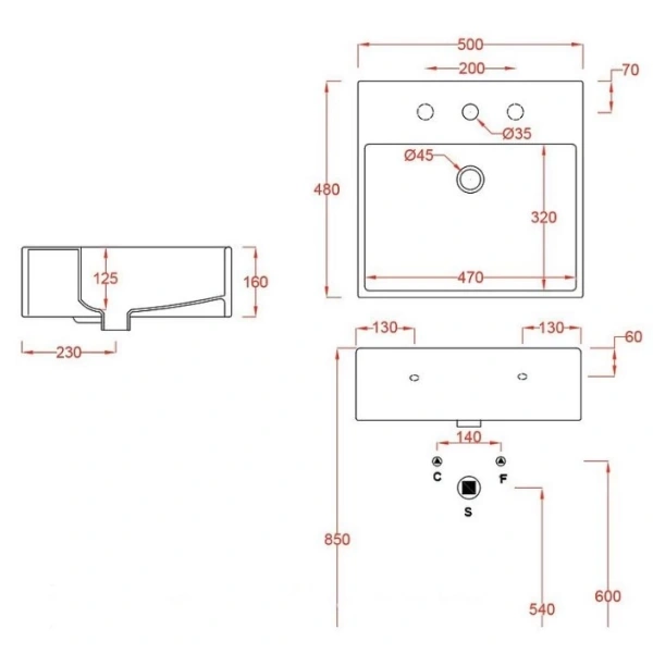 Раковина 50x48 см Artceram Quadro QUL002 01 00 bi