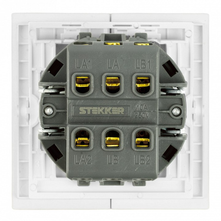 Переключатель двухклавишный без рамки Stekker Мия 50434